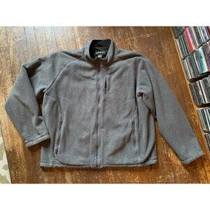 Eddie Bauer Mens Fleece Full Zip Fleece Gray Black Jacket Size XL